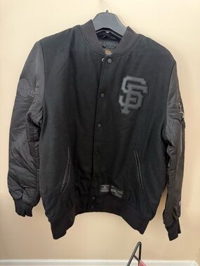 Alpha Industries San Francisco Giants Baseball Black Varsity Bomber Jacket XL